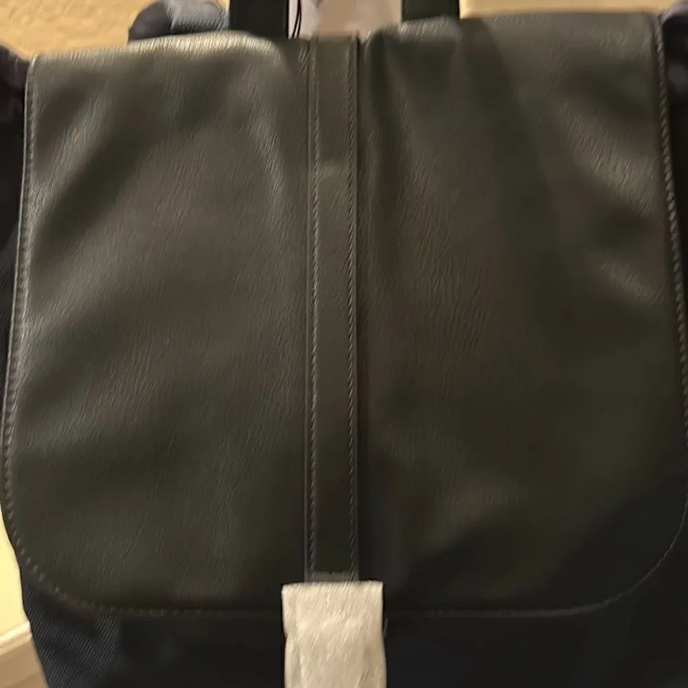Jimmy Choo Parfums Colorblock Backpack Navy Blue Black Cinch Top Travel Work Bag